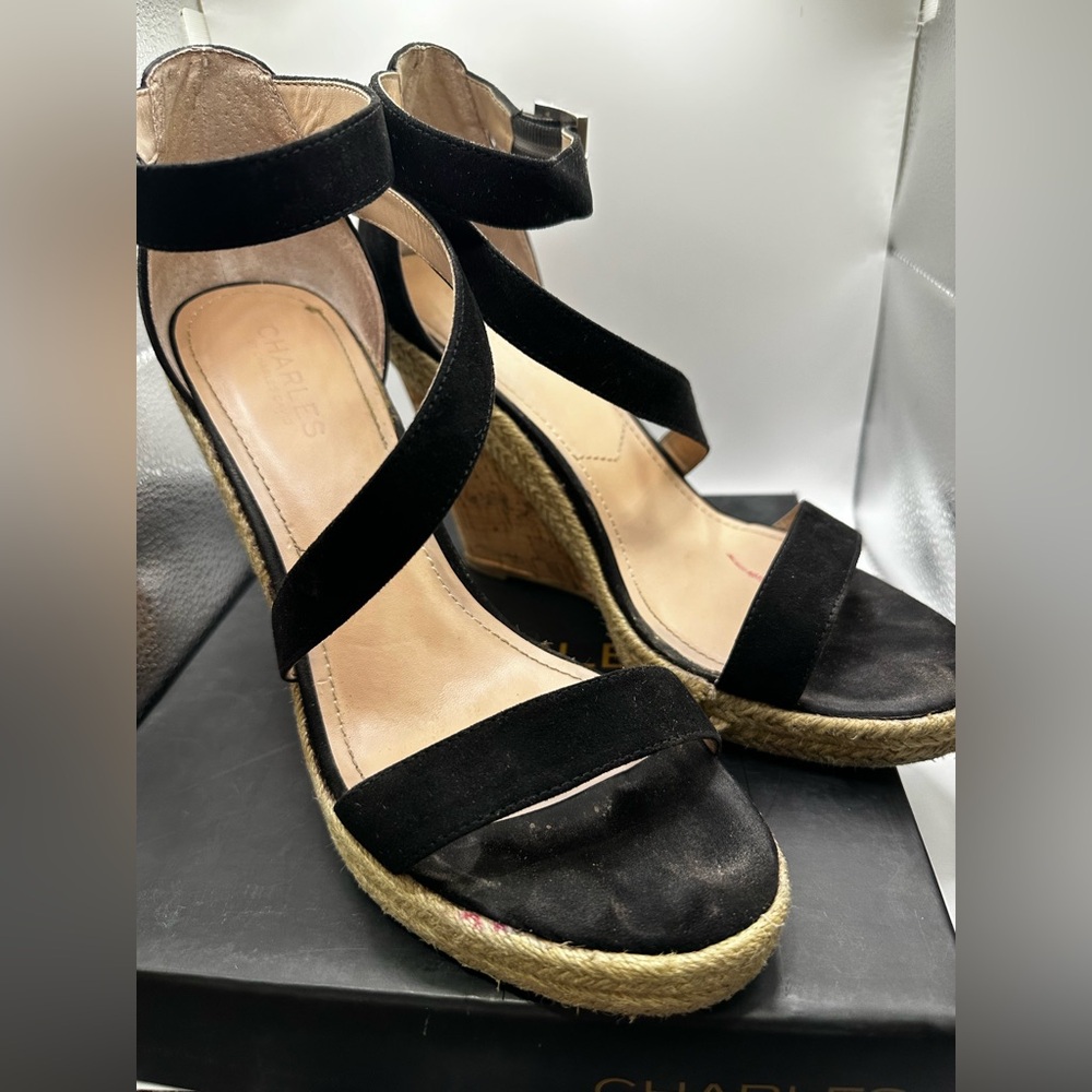 Charles By Charles David Black Strappy Wedges - Picture 5 of 10